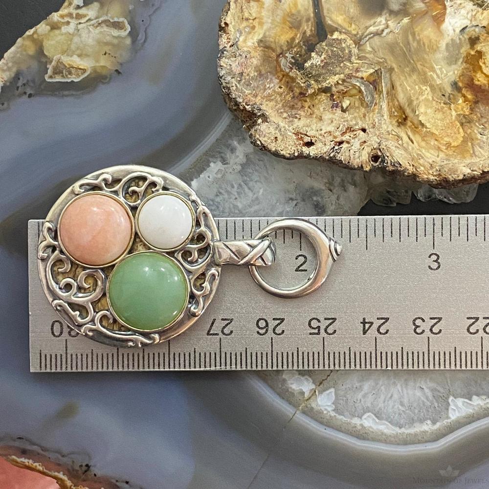 Carolyn Pollack Southwestern Style Sterling Double Sided Round Agate Pendant - Picture 10 of 10